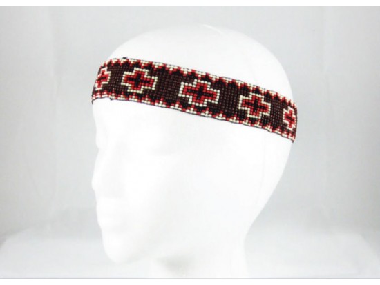 Brown Crosses Stretch Seed Bead Headband Brown Crosses Stretch Seed Bead Headband