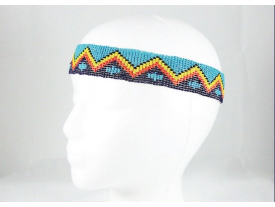 Turquoise Cross Chevron Seed Bead Headband Turquoise Cross Chevron Seed Bead Headband