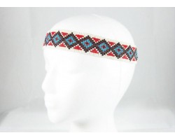 Turquoise Red Diamond Seed Bead Stretch Headband