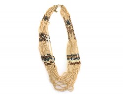 Brown Feather Pattern Seed Bead Necklace Set
