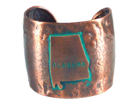 Chocolate Hammered ALABAMA Cuff Bracelet