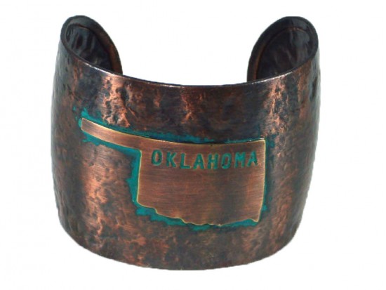Chocolate Hammered OKLAHOMA Cuff Bracelet