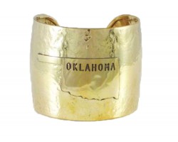Gold Hammered OKLAHOMA Cuff Bracelet