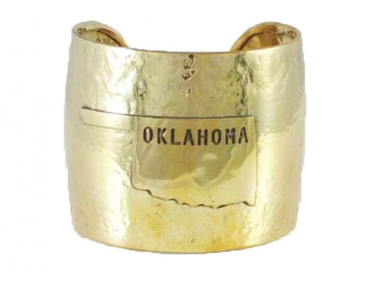 Gold Hammered OKLAHOMA Cuff Bracelet
