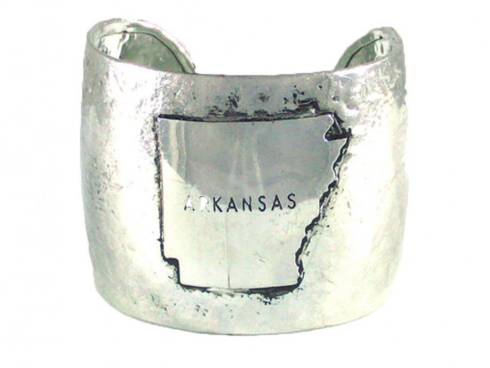 Silver Hammered ARKANSAS Cuff Bracelet