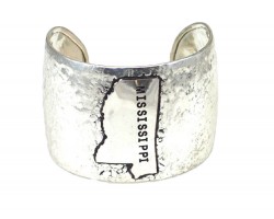 Silver Hammered Mississippi Cuff Bracelet