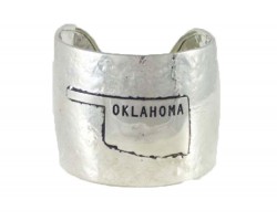 Silver Hammered OKLAHOMA Cuff Bracelet