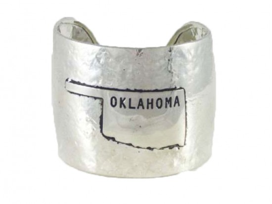 Silver Hammered OKLAHOMA Cuff Bracelet Silver Hammered OKLAHOMA Cuff Bracelet