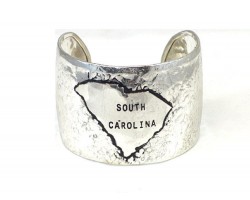 Silver Hammered South Carolina Cuff Bracelet