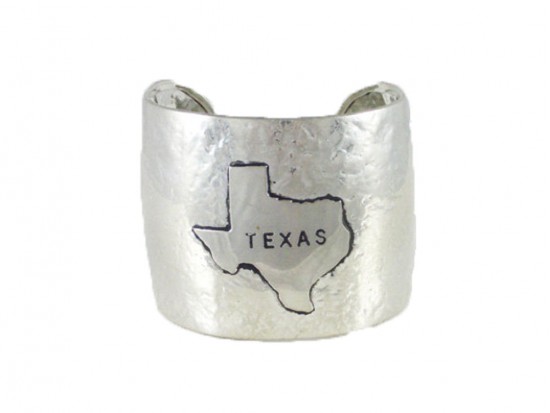 Silver Hammered TEXAS Cuff Bracelet