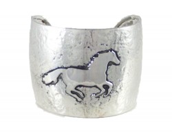Silver Hammered Mustang Cuff Bracelet
