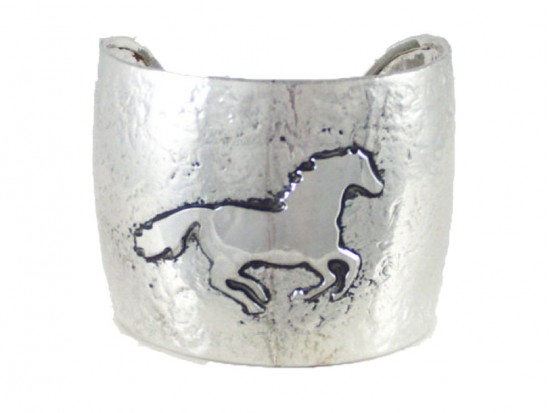 Silver Hammered Mustang Cuff Bracelet