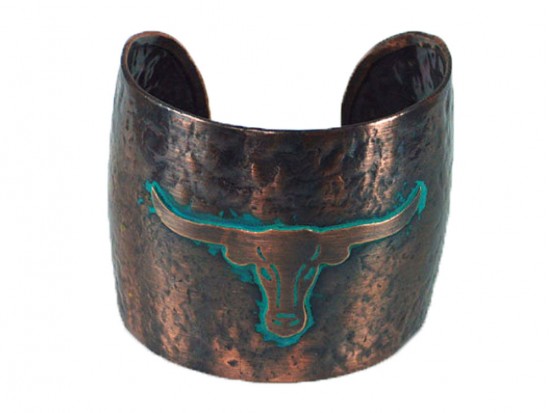 Chocolate Hammered Longhorn Cuff Bracelet