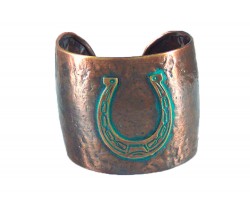 Chocolate Horseshoe Wide Hammered Cuff Bracelet
