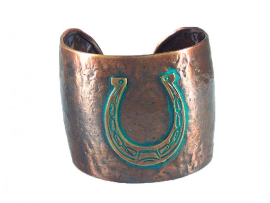 Chocolate Horseshoe Wide Hammered Cuff Bracelet