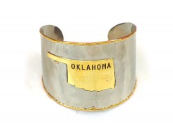 Silver Gold Oklahoma State Map Cuff Bracelet