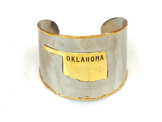 Silver Gold Oklahoma State Map Cuff Bracelet Silver Gold Oklahoma State Map Cuff Bracelet