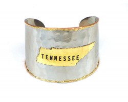 Silver Gold Tennessee State Map Cuff Bracelet