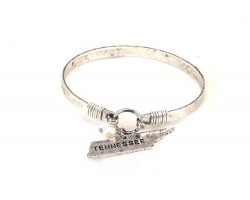 Silver Tennessee State Map Pearl Bangle