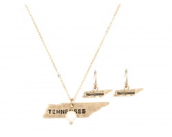 Gold Tennessee State Map Necklace Set