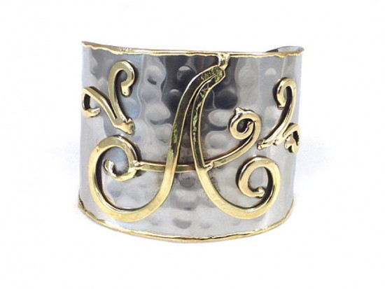 Silver Gold Monogram Cuff Bracelets