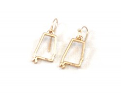 Gold Alabama State Map Open Cut Hook Earrings