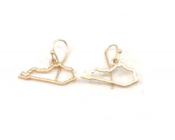 Gold Kentucky State Map Open Cut Hook Earrings