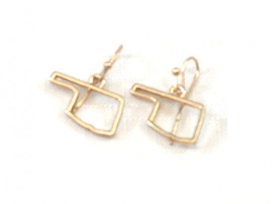 Gold Oklahoma State Map Open Cut Hook Earrings