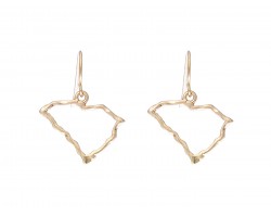 Gold South Carolina State Map Open Cut Hook Earrings