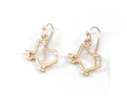 Gold Texas State Map Open Cut Hook Earrings