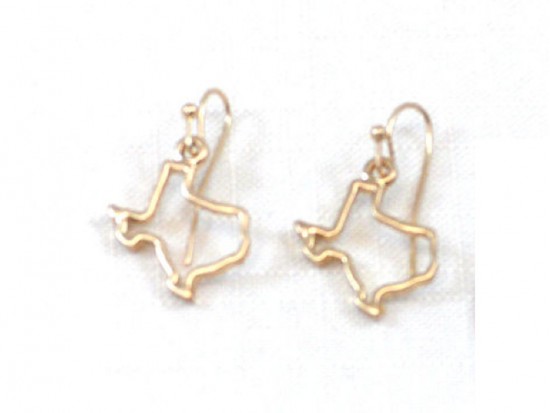 Gold Texas State Map Open Cut Hook Earrings