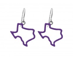 Purple Texas State Map Open Cut Silver Hook Earrings