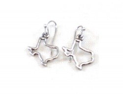 Silver Texas State Map Open Cut Hook Earrings