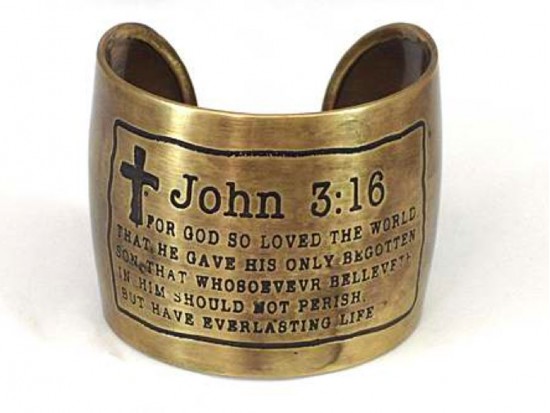 Gold John 3:16 Scripture Metal Cuff