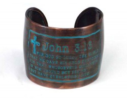 Chocolate John 3:16 Scripture Metal Cuff