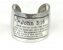 Silver John 3:16 Scripture Metal Cuff