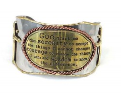 Gold Silver Serenity Prayer Cross Metal Cuff