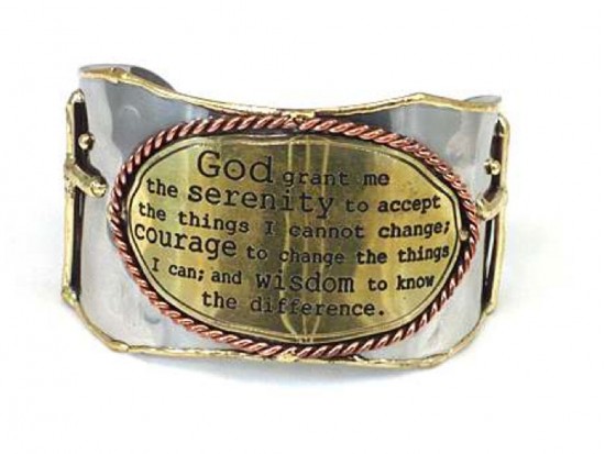 Gold Silver Serenity Prayer Cross Metal Cuff Gold Silver Serenity Prayer Cross Metal Cuff