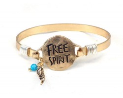 Gold FREE SPIRIT Wire Bracelet