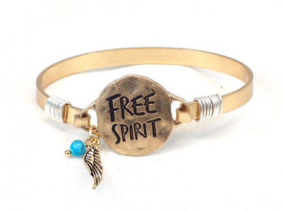 Gold FREE SPIRIT Wire Bracelet