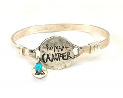 Silver HAPPY CAMPER Wire Bracelet