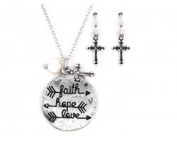 Silver Plated FAITH HOPE LOVE Necklace Set