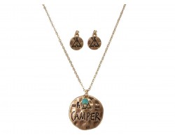 Gold Plated HAPPY CAMPER Necklace Set