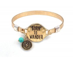 Gold Born to Wander Wire Bracelet