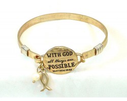 Gold Matthew 19:26 Wire Wrap Bracelet