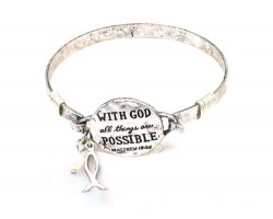 Silver Matthew 19:26 Wire Wrap Bracelet