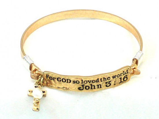 Gold John 3:16 Wire Wrap Bracelet