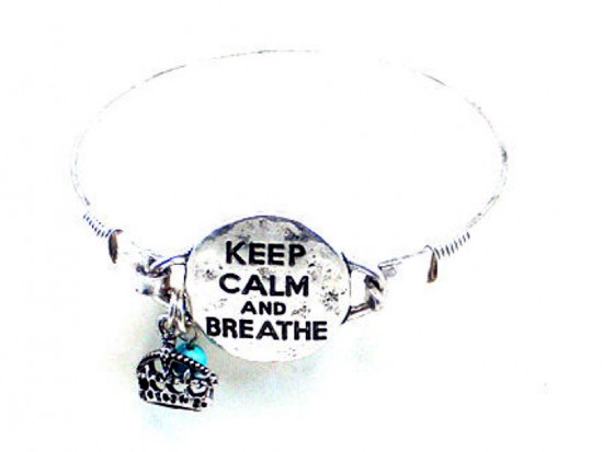 Silver Keep Calm & Breathe Wire Wrap Bracelet Silver Keep Calm & Breathe Wire Wrap Bracelet