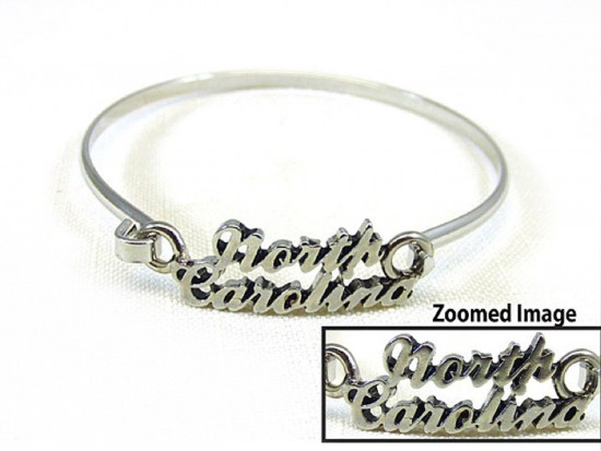 Silver North Carolina Script Hook Bracelet