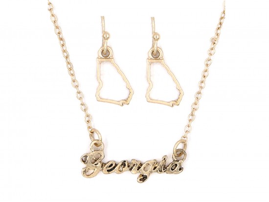 Gold Georgia Script Name Necklace Set